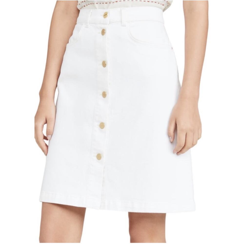 NWT FRAME Denim Vintage High Waist Boot Skirt White Size 23 Minimalist Chic